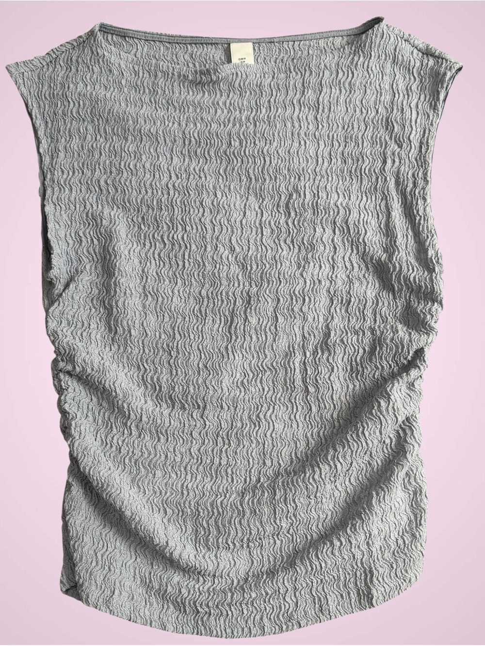Light Blue/Gray Textured Cap-Sleeve Women’s Top